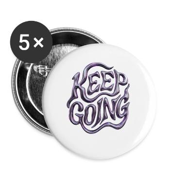 Chrom-Buchstaben Bleiben Sie metallisch Y2K - Buttons groß 56 mm (5er Pack) - Weiß - Vorne