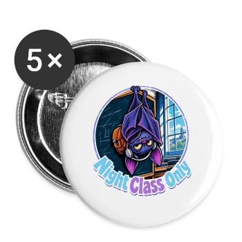 Halloween Fledermaus Night Class Only für - Buttons groß 56 mm (5er Pack) - Weiß - Vorne