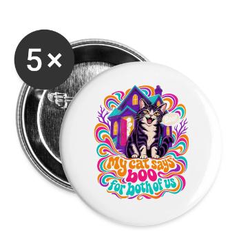 My Cat Says Boo For Both Of Us schüchterner - Buttons groß 56 mm (5er Pack) - Weiß - Vorne