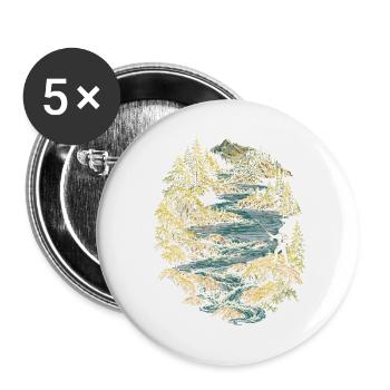 Fliegenfischen Fliegenangler - Buttons groß 56 mm (5er Pack) - Weiß - Vorne