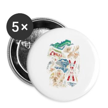 Norwegen Norweger - Buttons groß 56 mm (5er Pack) - Weiß - Vorne