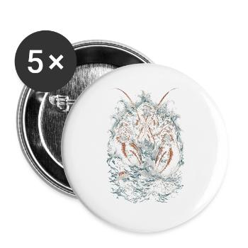 Hummerfänger Hummerfischer - Buttons groß 56 mm (5er Pack) - Weiß - Vorne