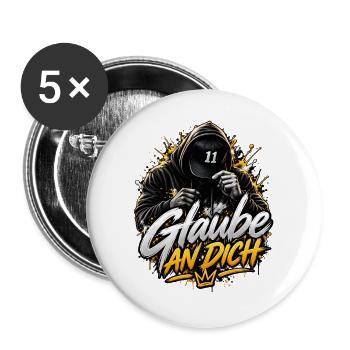 Glaube an Dich – Selbstvertrauen Hoodie - Buttons groß 56 mm (5er Pack) - Weiß - Vorne