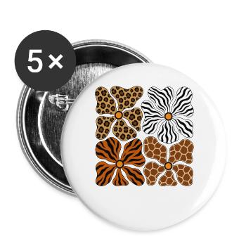 Boho Safari Blumen Leopard Zebra Giraffe Tiger - Buttons groß 56 mm (5er Pack) - Weiß - Vorne