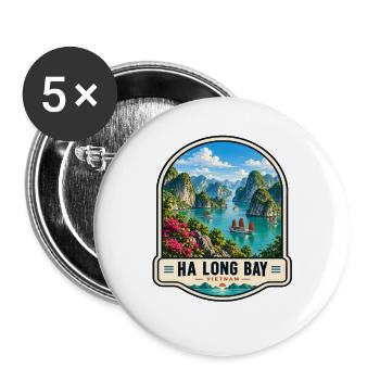 Ha Long Bay Vietnam Felsformation Fjorde Urlaub - Buttons groß 56 mm (5er Pack) - Weiß - Vorne