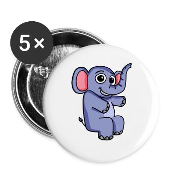 Elefant Motiv - Buttons groß 56 mm (5er Pack) - Weiß - Vorne