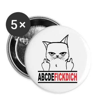 Fuck you Fick dich T Shirt Witzig Lustige Tiere - Buttons groß 56 mm (5er Pack) - Weiß - Vorne