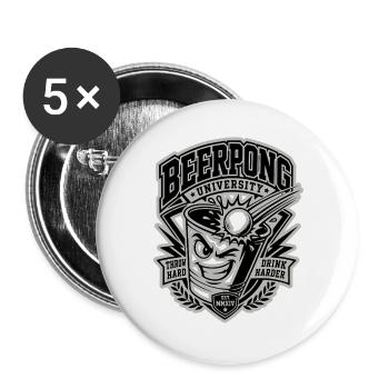 Beer Pong University - Buttons groß 56 mm (5er Pack) - Weiß - Vorne