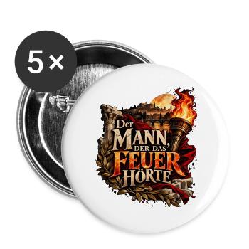 Der Mann der das Feuer hörte - Buttons groß 56 mm (5er Pack) - Weiß - Vorne