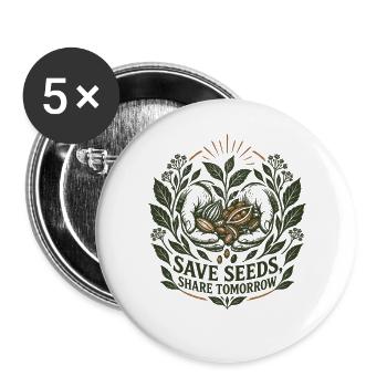 Samen speichern Teilen Sie morgen - Buttons groß 56 mm (5er Pack) - Weiß - Vorne