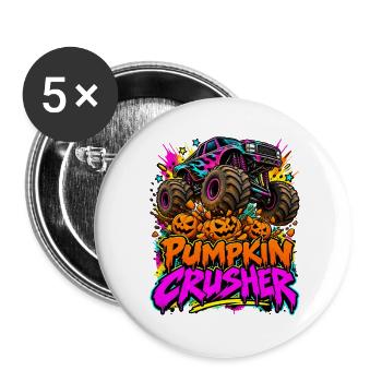 Monstertruck Kürbiszerstörer - Buttons groß 56 mm (5er Pack) - Weiß - Vorne