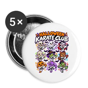 Halloween Karate Club Crew - Buttons groß 56 mm (5er Pack) - Weiß - Vorne