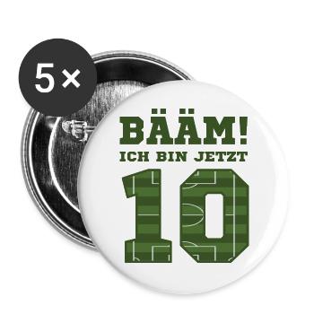 10. Geburtstag Fußballspieler - Buttons groß 56 mm (5er Pack) - Weiß - Vorne