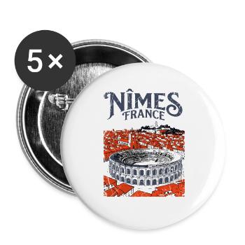 View Retro Nîmes France Roman Arena Cityscape - Buttons groß 56 mm (5er Pack) - Weiß - Vorne