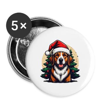 Santa's Favorite Dog Dad Funny Christmas Dog Lover - Buttons groß 56 mm (5er Pack) - Weiß - Vorne