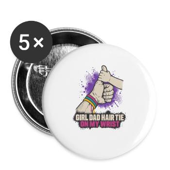 Girl Dad Pride Haarband am Handgelenk - Buttons groß 56 mm (5er Pack) - Weiß - Vorne
