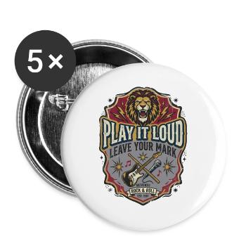 Rock And Roll Lew Music Retro-Gitarre - Buttons groß 56 mm (5er Pack) - Weiß - Vorne