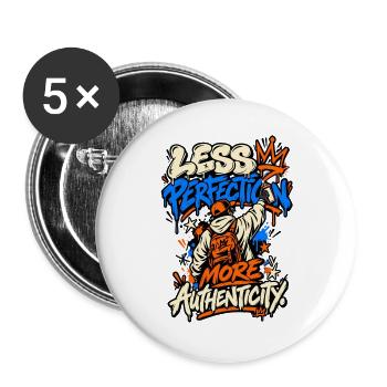 Weniger Perfektion, mehr Authentizität Graffiti - Buttons groß 56 mm (5er Pack) - Weiß - Vorne