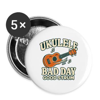 Lustiger Ukulele-spieler Dunkler Humor - Buttons groß 56 mm (5er Pack) - Weiß - Vorne