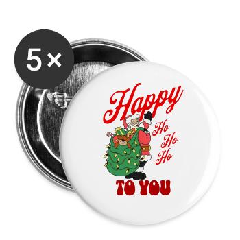 Happy HoHoHo von Santa - Buttons groß 56 mm (5er Pack) - Weiß - Vorne