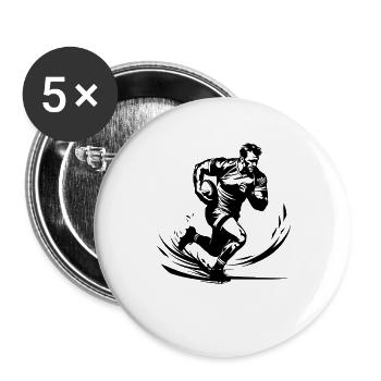 Rugby Zeichnung - Buttons groß 56 mm (5er Pack) - Weiß - Vorne