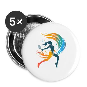 Badmintonspielerin - Buttons groß 56 mm (5er Pack) - Weiß - Vorne