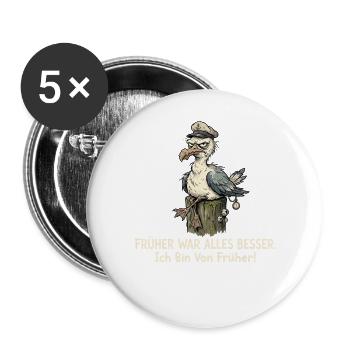 Früher War Alles Besser Möwe Lustig - Buttons groß 56 mm (5er Pack) - Weiß - Vorne