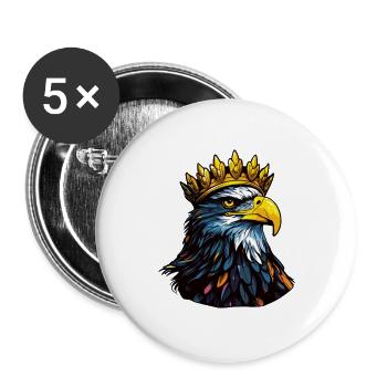 Königsadler: farbintensiver Kronenkopf - Buttons groß 56 mm (5er Pack) - Weiß - Vorne