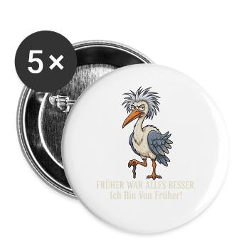 Früher War Alles Besser Möwe Lustig Spruch - Buttons groß 56 mm (5er Pack) - Weiß - Vorne