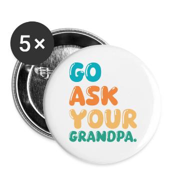Grandfather Papaw Pop Gramps Granddad Grandpa - Buttons groß 56 mm (5er Pack) - Weiß - Vorne