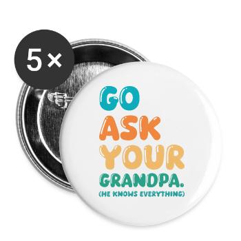 Grandfather Papaw Pop Gramps Granddad Grandpa - Buttons groß 56 mm (5er Pack) - Weiß - Vorne