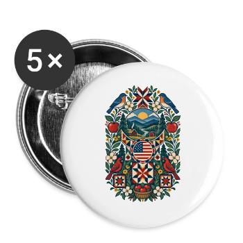 USA | Appalachia, Quilt & Landhaus - Buttons groß 56 mm (5er Pack) - Weiß - Vorne