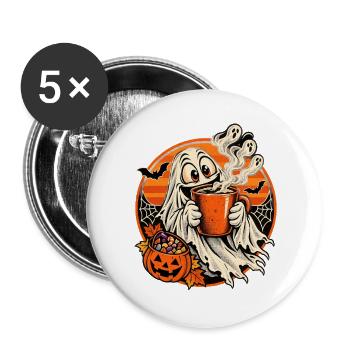 Geist mit Kürbiskaffee - Buttons groß 56 mm (5er Pack) - Weiß - Vorne