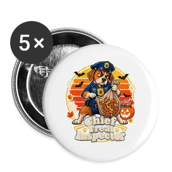 Halloween Hund Chief Treat Inspector für - Buttons groß 56 mm (5er Pack) - Weiß - Vorne