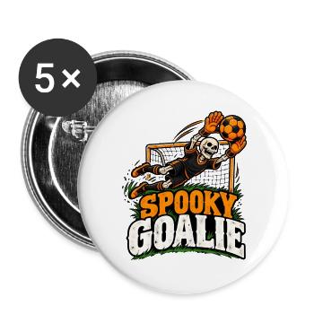 Spooky Goalie Skeleton Soccer - Buttons groß 56 mm (5er Pack) - Weiß - Vorne