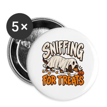 Sniffing for Treats Halloween Pup - Buttons groß 56 mm (5er Pack) - Weiß - Vorne