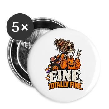 Halloween-Skelett mit Kürbis-Sweatshirt - Buttons groß 56 mm (5er Pack) - Weiß - Vorne