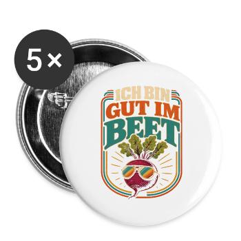 Ich bin gut im Beet Gärtner - Buttons groß 56 mm (5er Pack) - Weiß - Vorne