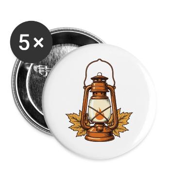 Laterne im Herbstlaub - Buttons groß 56 mm (5er Pack) - Weiß - Vorne