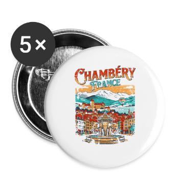 Chambéry France Vintage City Skyline Travel - Buttons groß 56 mm (5er Pack) - Weiß - Vorne