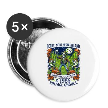 Derry Northern Ireland Skeletons Stout Beer 1986 - Buttons groß 56 mm (5er Pack) - Weiß - Vorne