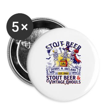 Derry Vintage Stout Beer Dublin Pub Style - Buttons groß 56 mm (5er Pack) - Weiß - Vorne