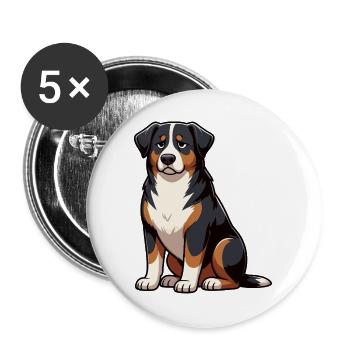 Appenzeller Sennenhund Sennenhunde Sennenhundmama - Buttons groß 56 mm (5er Pack) - Weiß - Vorne