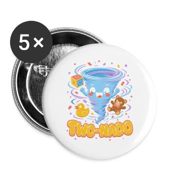  Zwei Nado 2. Geburtstag Kawaii Tornado Niedlicher - Buttons groß 56 mm (5er Pack) - Weiß - Vorne