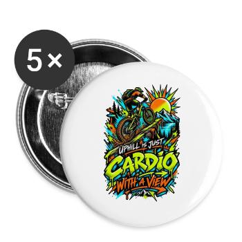 Uphill Cardio mit Aussicht - Buttons groß 56 mm (5er Pack) - Weiß - Vorne