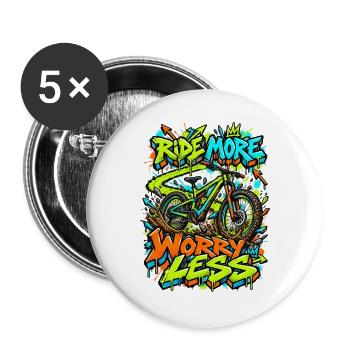 Mehr Fahren, Weniger Sorgen - Buttons groß 56 mm (5er Pack) - Weiß - Vorne