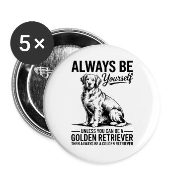 Golden Retriever Lustige Golden Retriever Geschenk - Buttons groß 56 mm (5er Pack) - Weiß - Vorne
