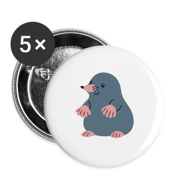 Maulwurf Illustration Geschenkidee Tierliebhaber - Buttons groß 56 mm (5er Pack) - Weiß - Vorne