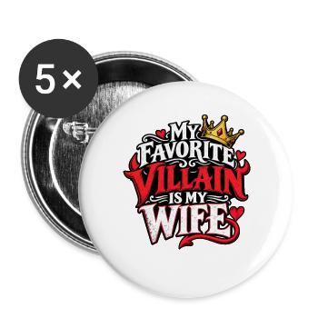 Meine Frau ist mein Lieblingsproblem, lustige Ehe. - Buttons groß 56 mm (5er Pack) - Weiß - Vorne