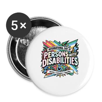 Internationaler Tag der Menschen mit Behinderungen - Buttons groß 56 mm (5er Pack) - Weiß - Vorne